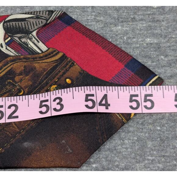POLO RALPH LAUREN Mens Tie - Red Plaid, Golf Motiff, Hand Made, 100% Silk - Picture 6 of 6